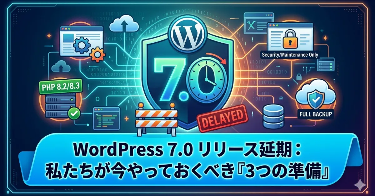 WordPress 7.0 リリース延期：一般ユーザーやっておくべき「3つの準備」